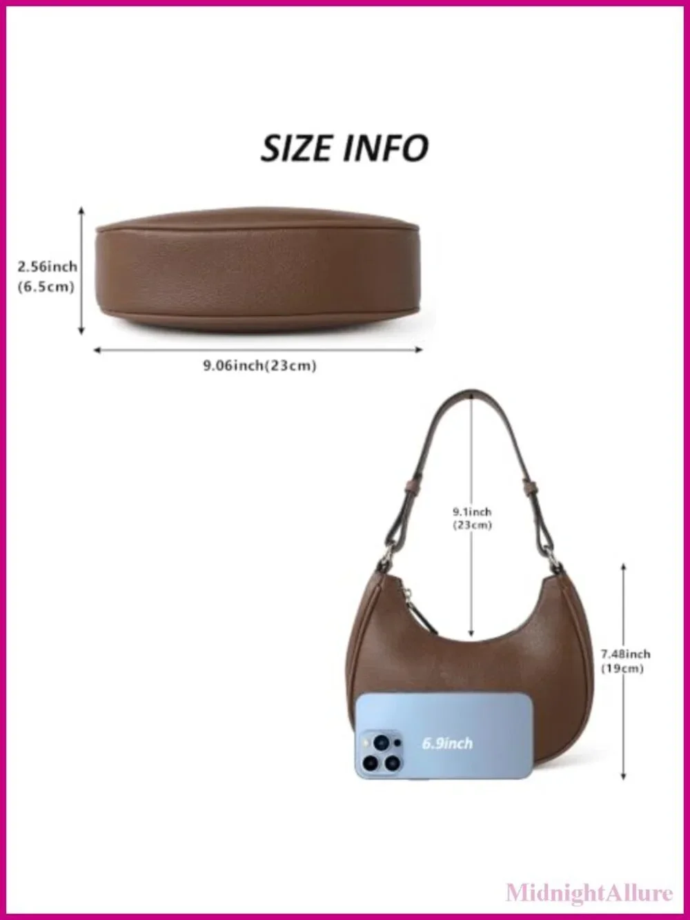 Small PU Leather Hobo Shoulder Bag Mini Crescent Purse Women